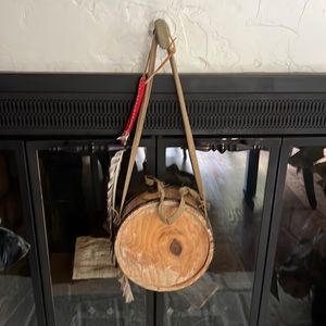 Artist decorative wood Canteen and Eagle feather